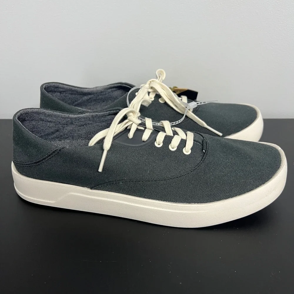 OluKai Tradewind Men 9.5 Lava Rock Grey Canvas Low Top Sneakers 10533-LRLR NEW
